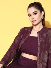 Burgundy Top & Skirt Co-ords Set with Jacket-AHBLSKJK-COMBO-572